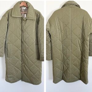 NWT Moon River Quilted Puffer Coat in Olive Green